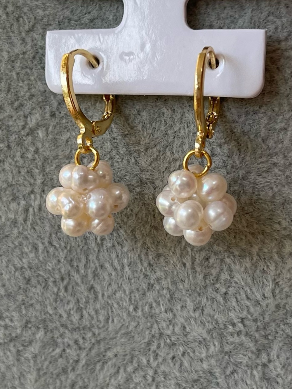 Gold Pearl Cluster Drop Earrings - Women Jewelry 29